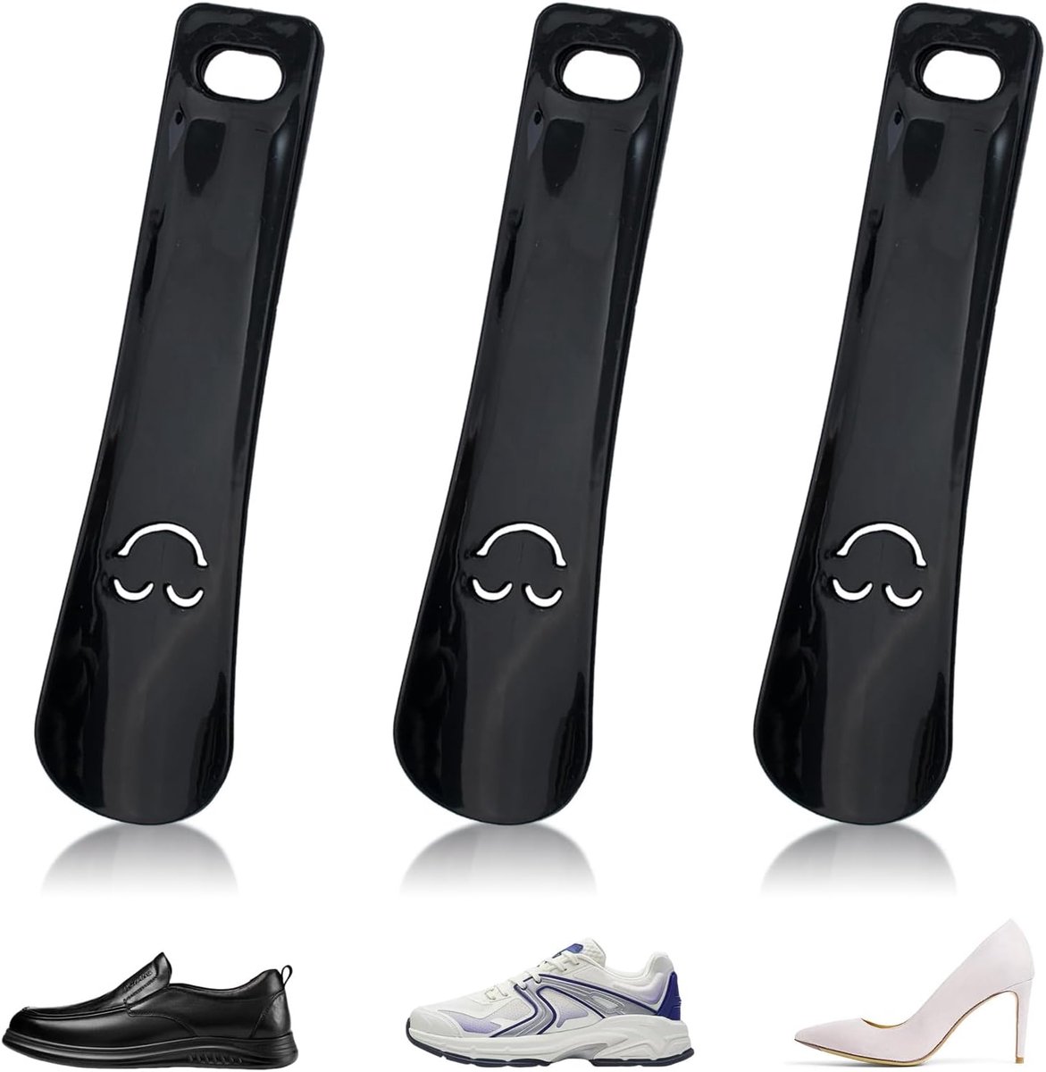 Schoenlepel set van 3 - 15 cm handvat - kunststof - ideaal voor het aantrekken van schoenen - ShopVlot