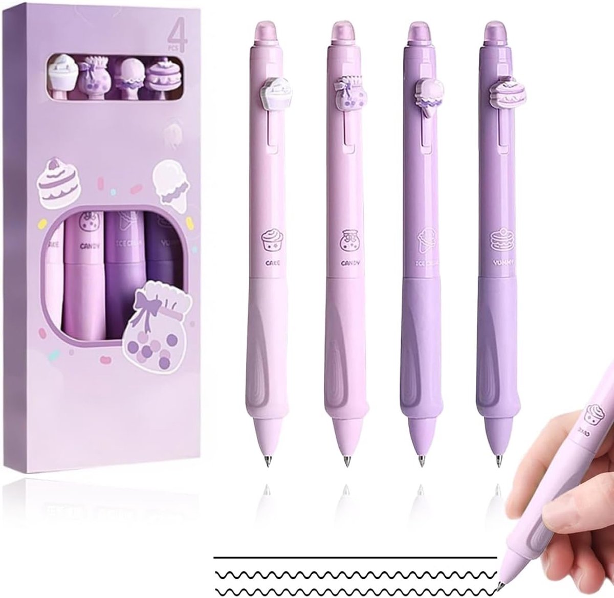 Viltstiften set van 4 - paarse pen case - uitwisbare balpen - soepel schrijven - ShopVlot