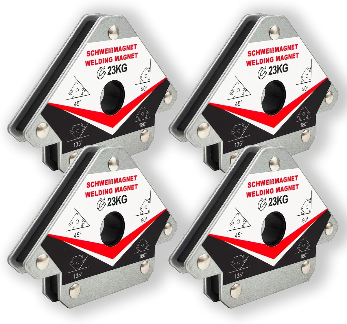 Lasmagneet Set van 4 - 23 kg per magneet - 45°, 90°, 135° hoeken - Precisiewerk voor lassen - ShopVlot