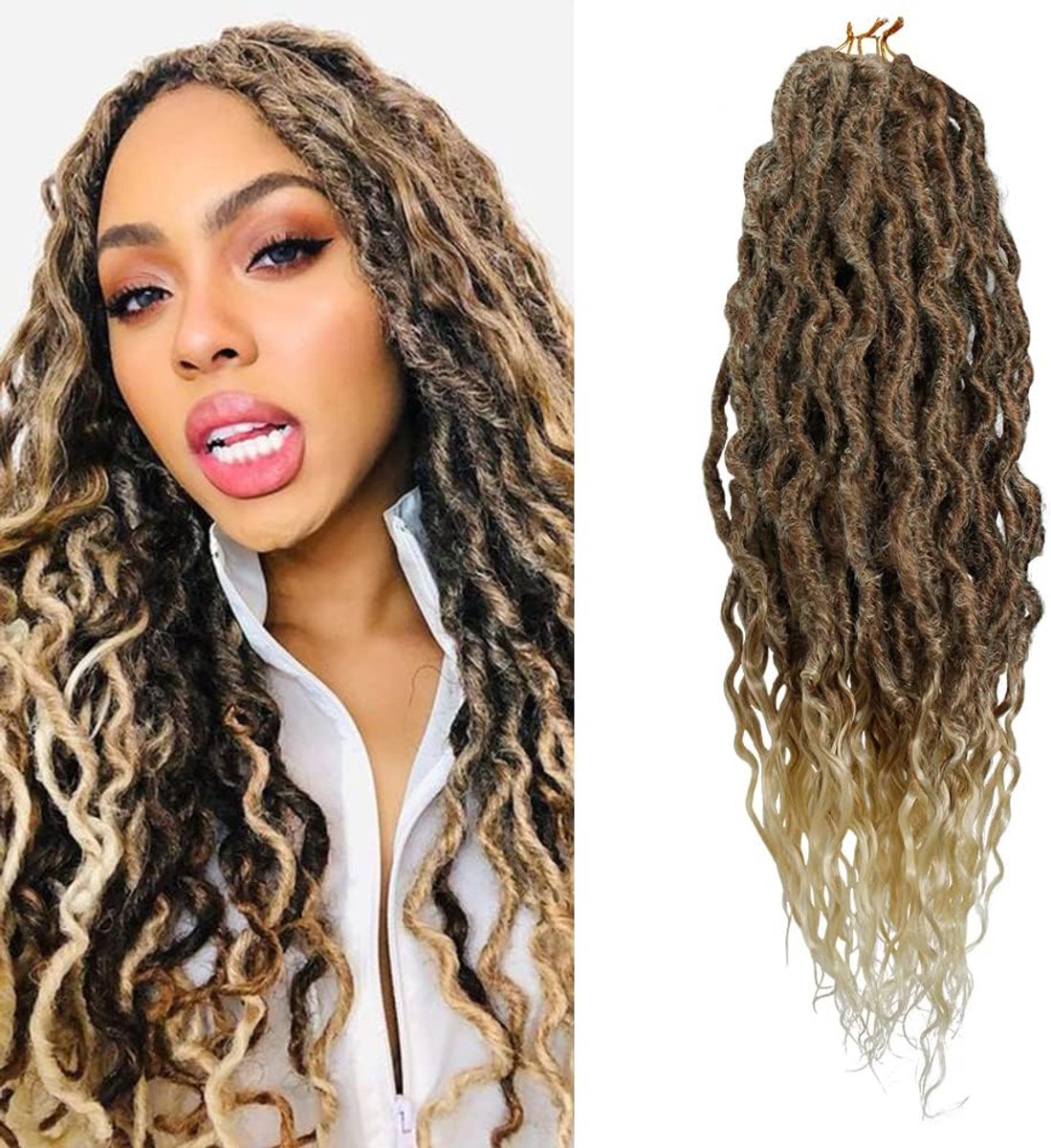 Faux Locs Haak Haar 24 Inch - Ombre Bohemian Dreadlocks - Lichtgewicht en Natuurlijk Uiterlijk - ShopVlot