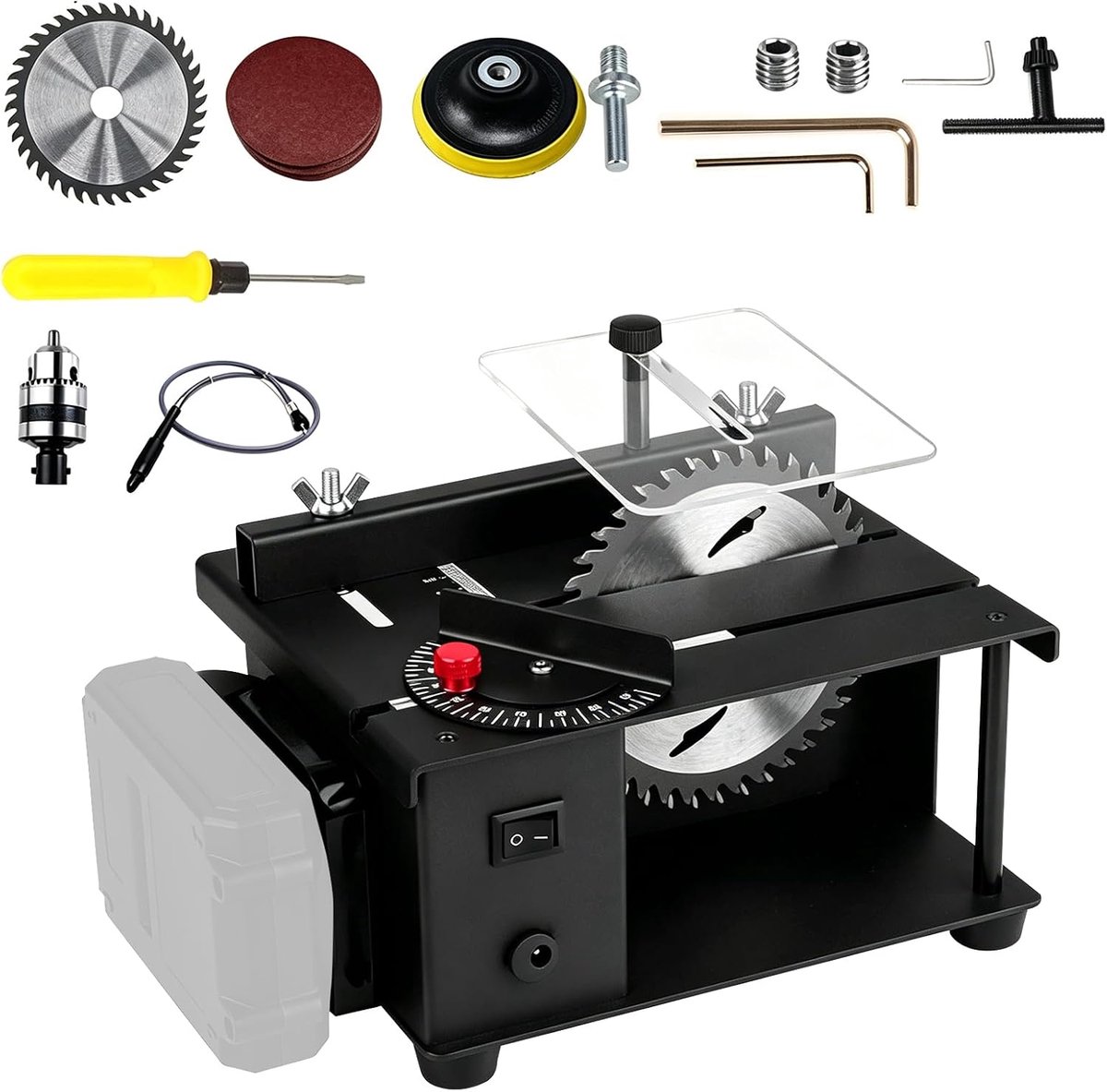 Mini-tafelcirkelzaag accu 23000 rpm - tafelzaag met flexibele as - snijden, boren, slijpen - ideaal voor modelbouw - SnelShoppen