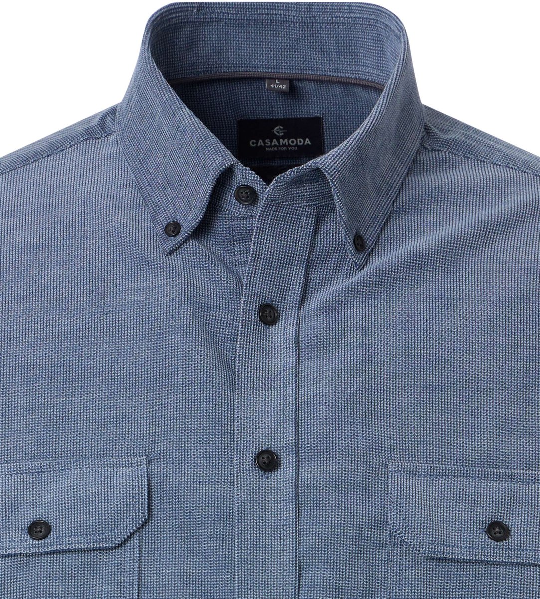 CASA MODA Sport casual fit overhemd - ribfluweel - blauw
