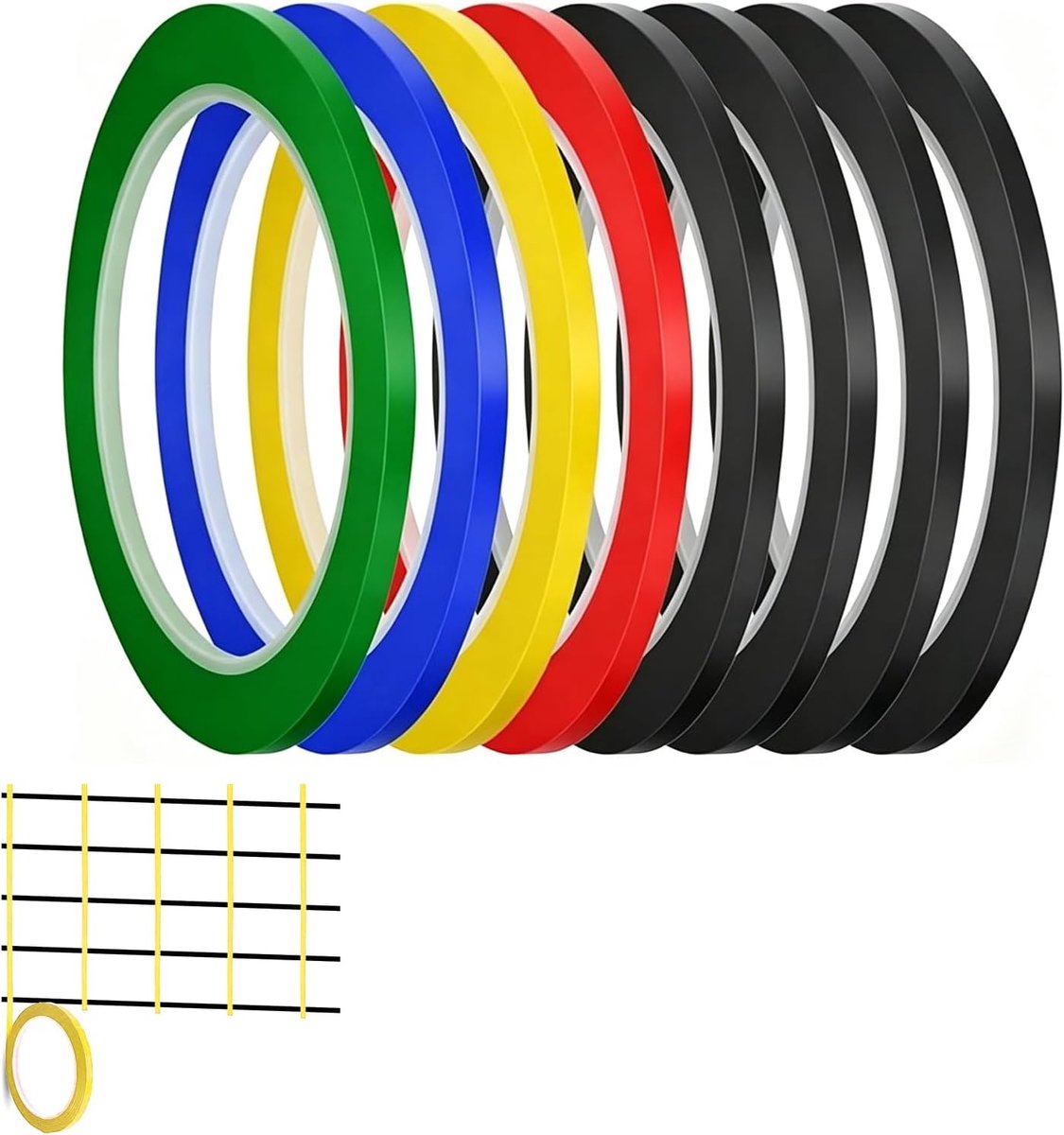 Whiteboard accessoires gridding tape 3mm x 66m - zelfklevend tape - kleurrijk voor school en kantoor - SnelShoppen