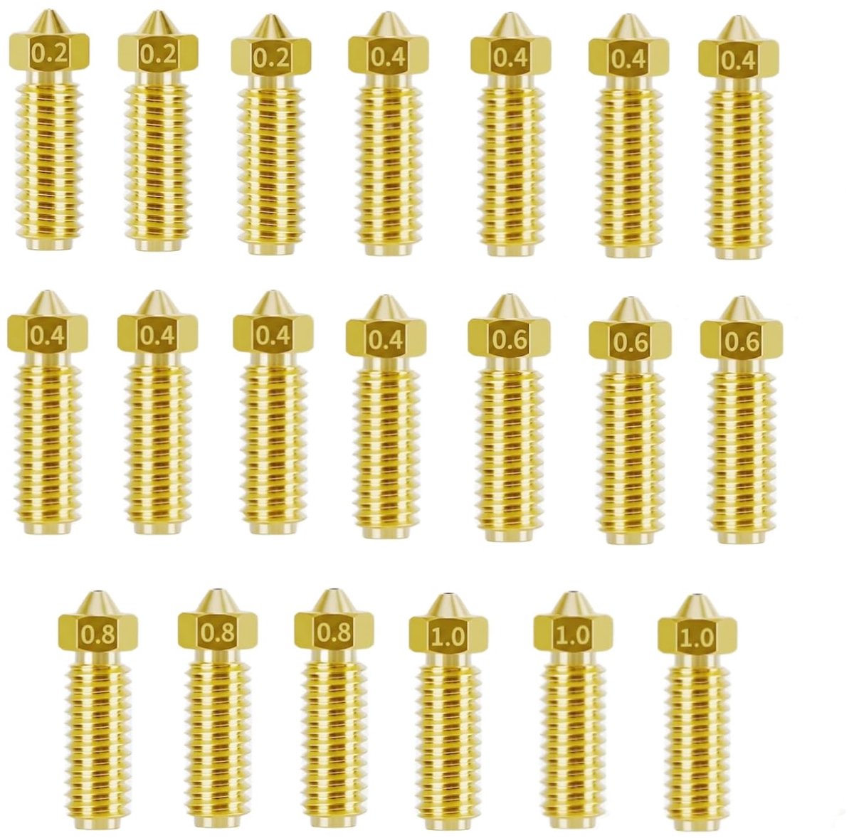 Bar nozzle set 20-delig - 0.3mm tot 1.0mm - messing nozzles - perfect voor Kobra 3 en Kobra S1 - SnelShoppen
