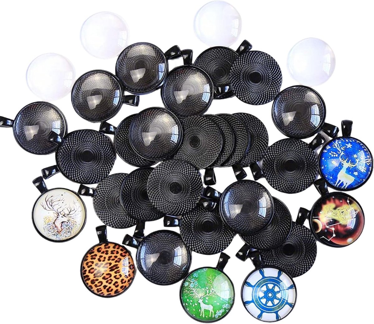 Bezel pendants 25mm - heldere glazen dome - ideaal voor sieraden maken - SnelShoppen
