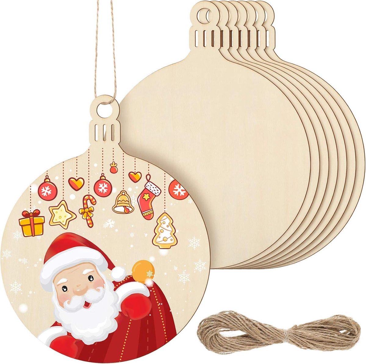 Houten kerstballen 14 cm - grote baubles met touw - 20 stuks voor decoratie - ideaal voor kerstboom versiering - SnelShoppen