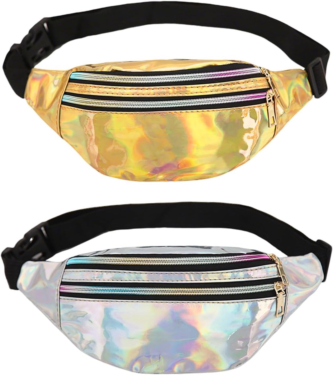 Bumbags 2 Stuks - Shiny Holografisch - Waterdichte Heuptas - Perfect voor Festivals en Reizen - SnelShoppen