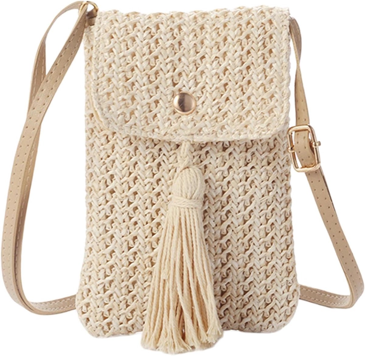 Crossbody Schoudertas voor Vrouwen - Gebroken Wit Stro - Casual Look - Ideaal voor Dagelijks Gebruik - SnelShoppen