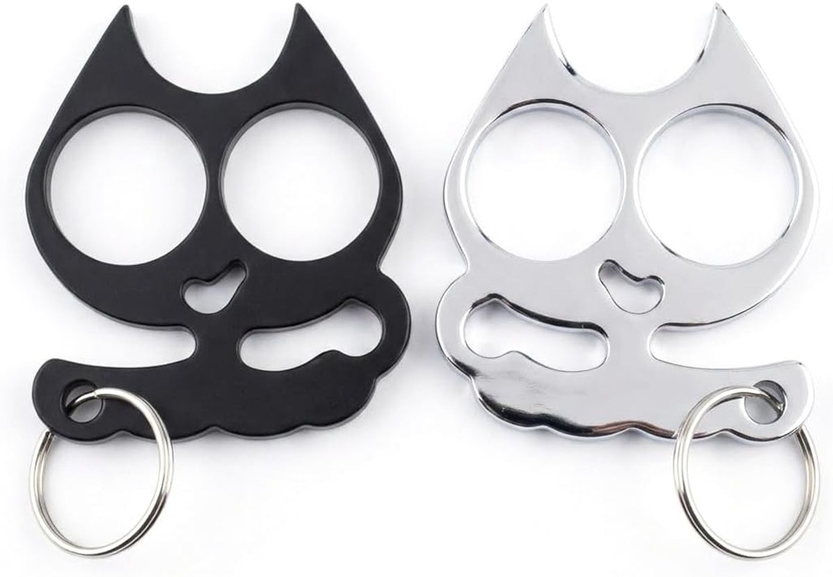 Sleutelhanger kattenoren 2x - zwart en zilver - robuust metaal - stijlvolle accessoires voor sleutelorganisatie - SnelShoppen
