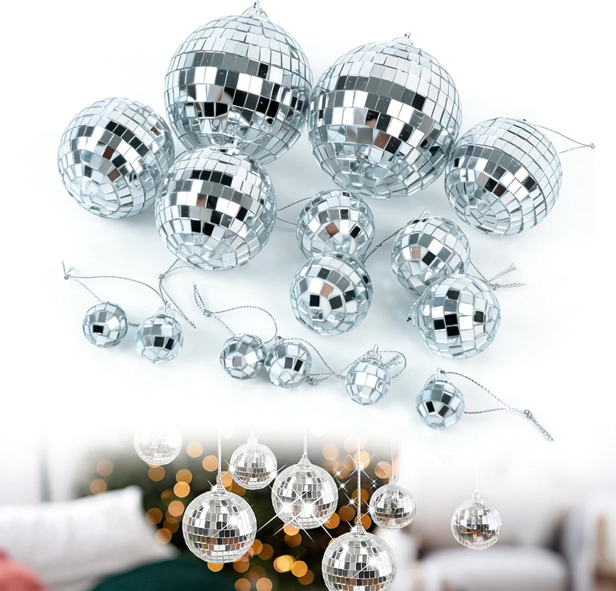 Discoballen 15 stuks - zilver kunststof - robuust en veilig - voor feestelijke decoratie - SnelShoppen