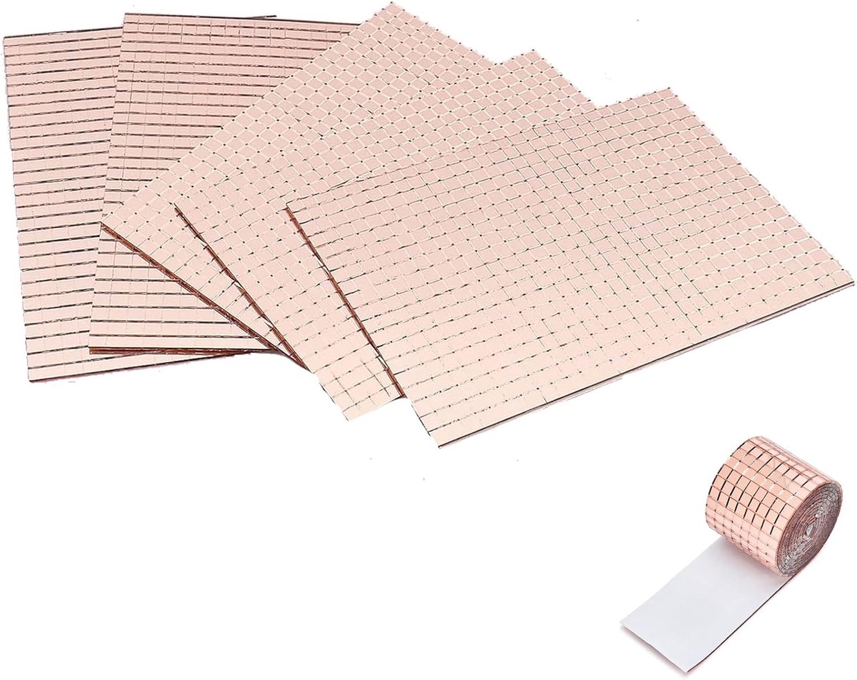 spiegelmozaïk 5 delen - zelfklevende mini-spiegeltegels - roségoud - perfect voor decoratief handwerk - SnelShoppen