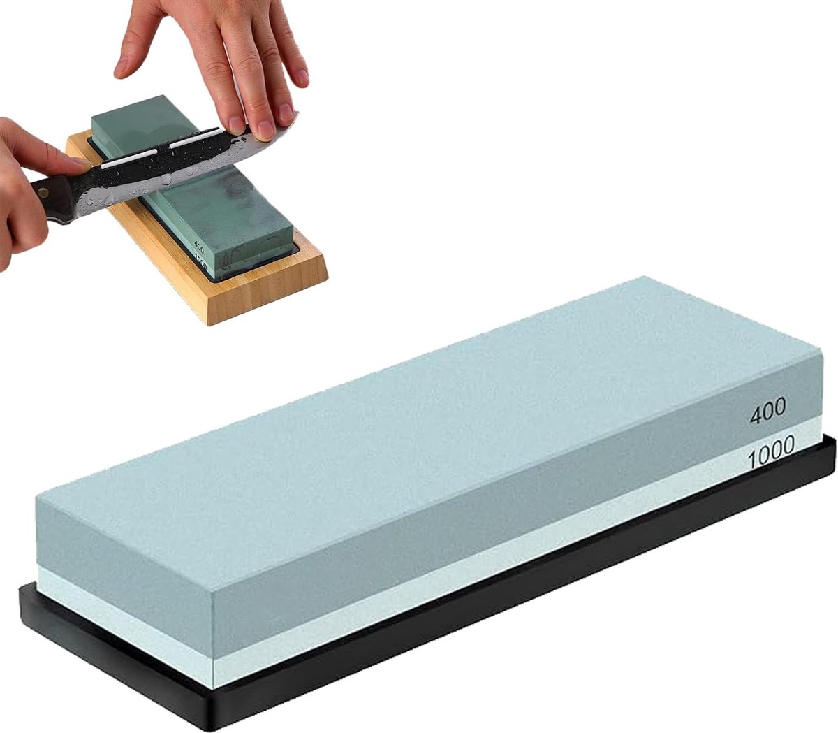 Slijpsteen 400/1000 - Professionele 2-in-1 messenslijper - Antislip houder - Efficiënt slijpen voor keukenmessen - SnelShoppen