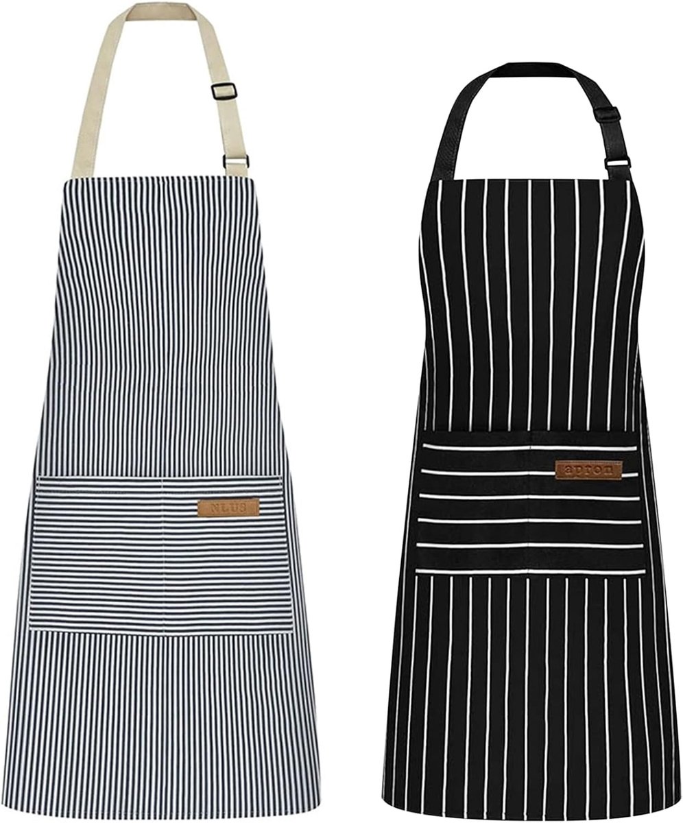 Keuken Schort Set 2 Stuks - Gestreept - Verstelbaar - Voor Koken en Bakken - SnelShoppen