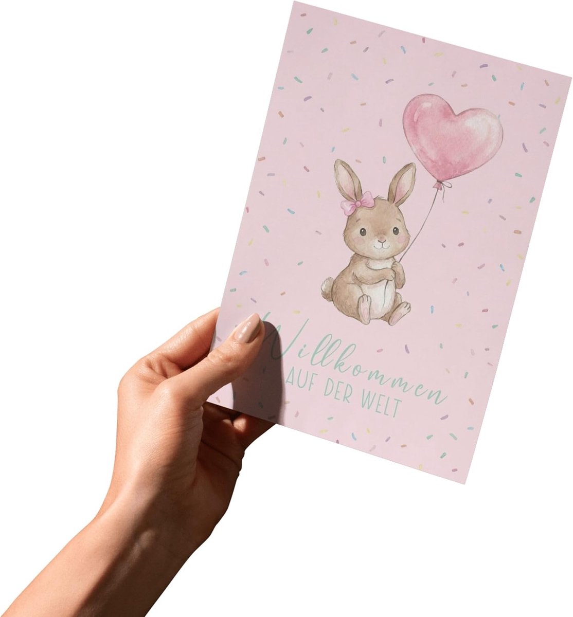 Geboortekaart met envelop - schattige babykaart - stijlvolle hazen - perfect voor geboorte aankondiging - ShopVlot