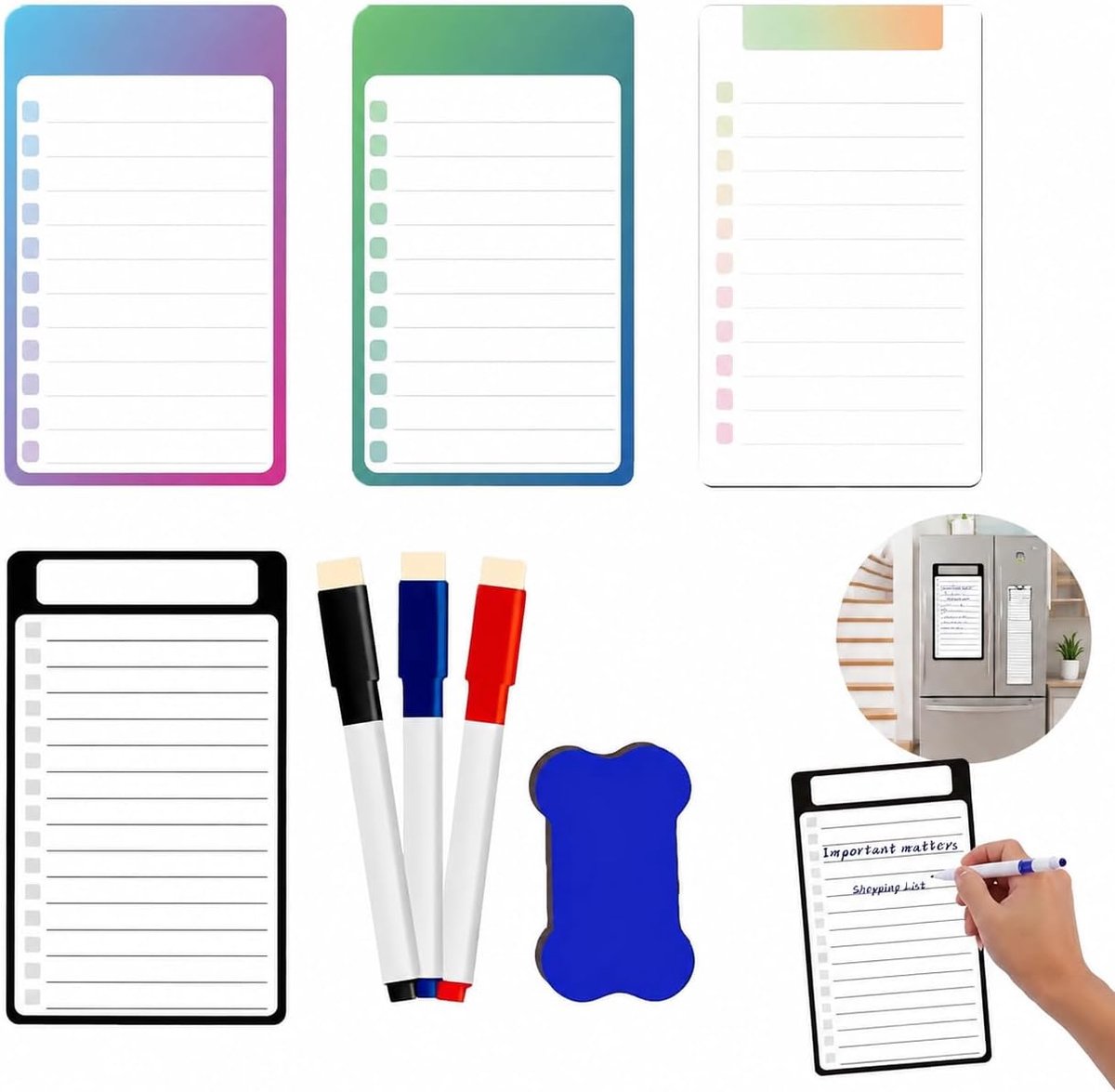 magnetisch bord set A4 - kleurrijk - herbruikbaar - ideaal voor keukenplanning - ShopVlot