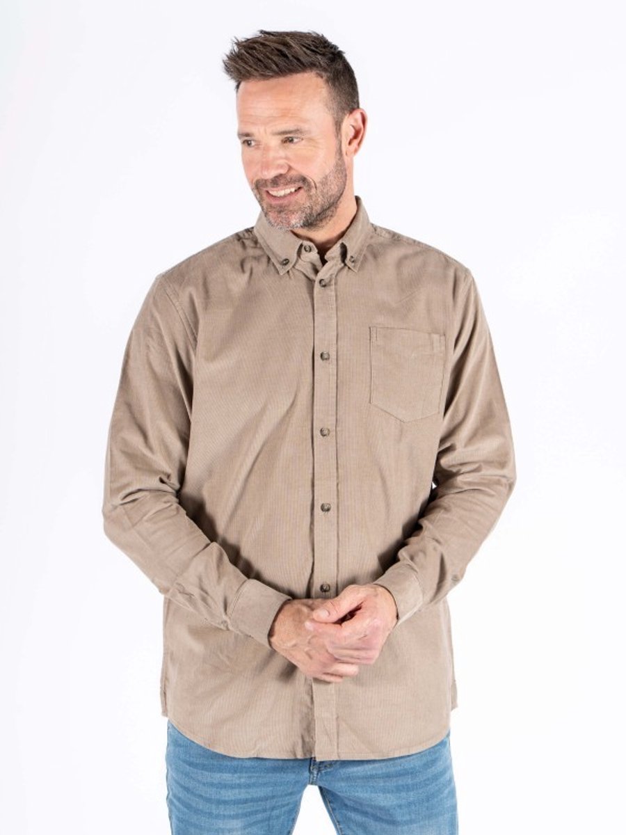 Blouse 600231 taupe uni corduroy Storm - maat 3XL