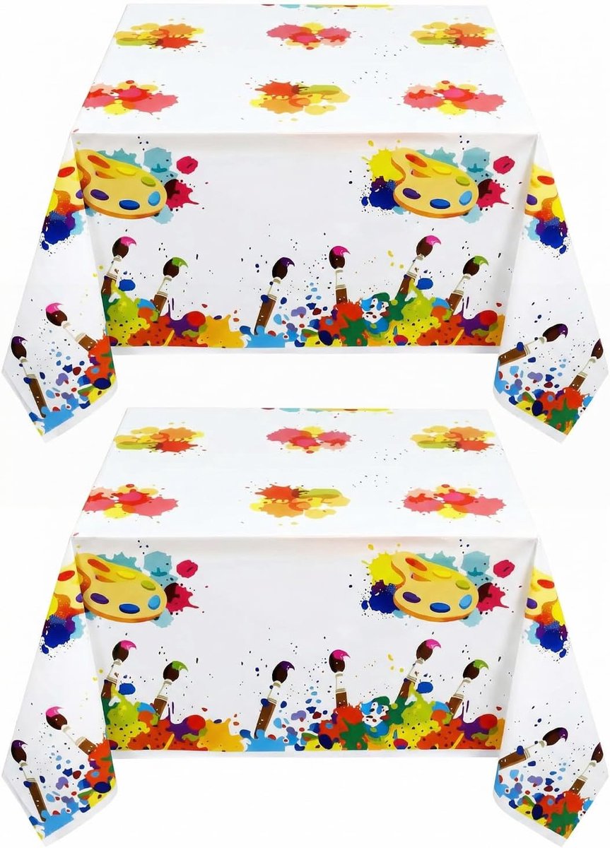 Verfmat 2-delig 130 x 220 cm - waterdicht plastic - gemakkelijk schoon te maken - ideaal voor creatief schilderen - SnelShoppen