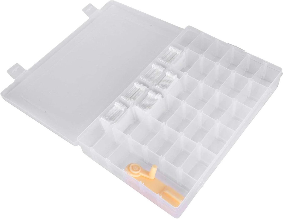 Kruissteek Opbergset - Garen Organizer - Borduurgaren Sorteren - Met 100 Wikkelplanken - 36 Raster Doos - Wit