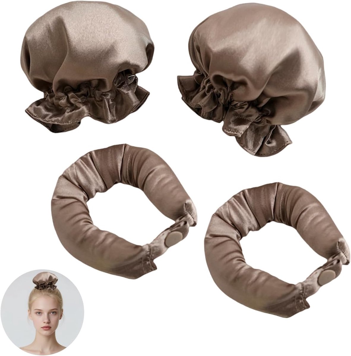 Hittevrije Krulspelden - Krulband Satijn - Haar Krullen - Zonder Hitte Schade - 2 Sets - Roze