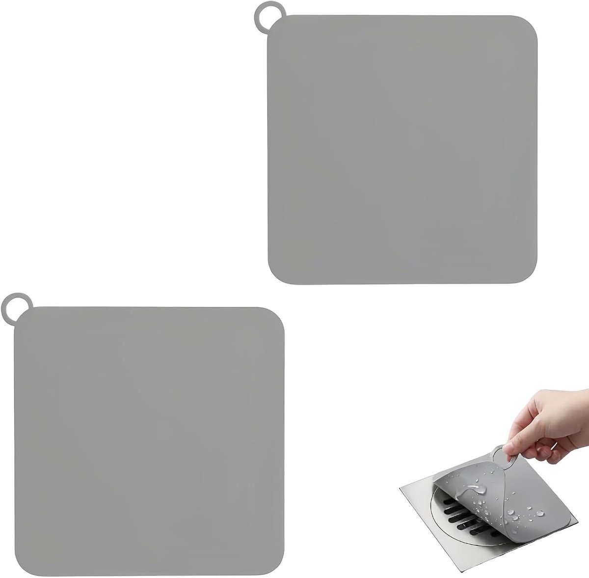 Bodenablauf Abdekking 20×20 cm - Silikon Vierkant - Geruchsverzegeling - Ideaal voor douche en keuken - SnelShoppen