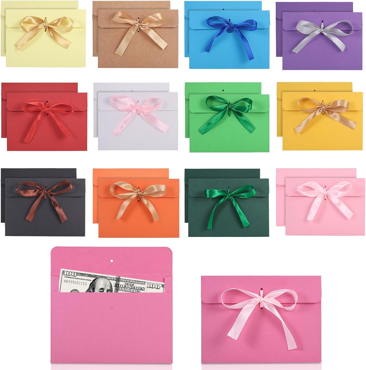 Briefpapier enveloppen set 26 stuks - 13 kleuren premium karton - inclusief schuurbanden - perfect voor feesten - SnelShoppen