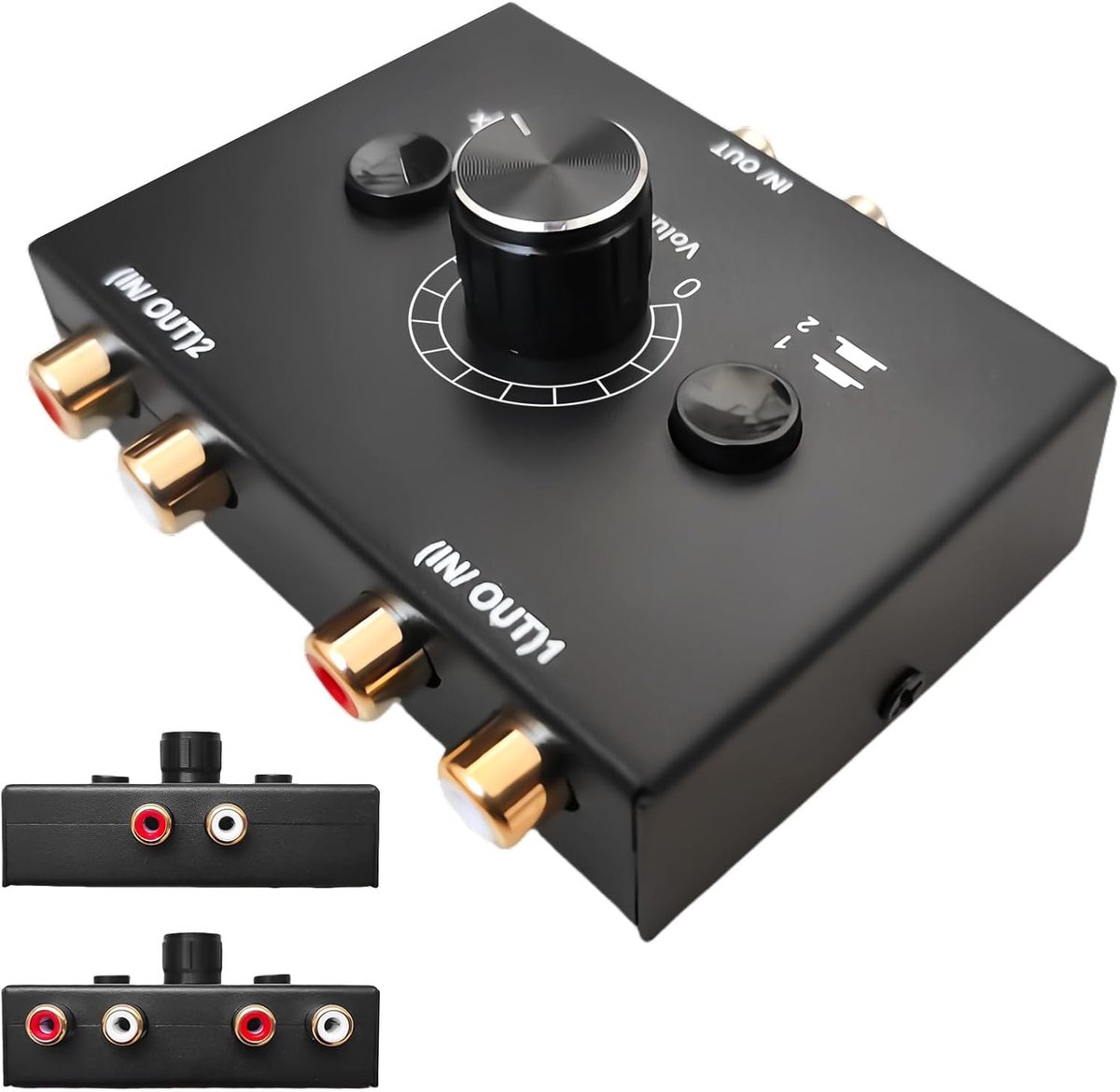 RCA Cinch Stereo Audio Switch 2(1)-IN-1(2)-Out - Duurzaam materiaal - Met volume controle - SnelShoppen
