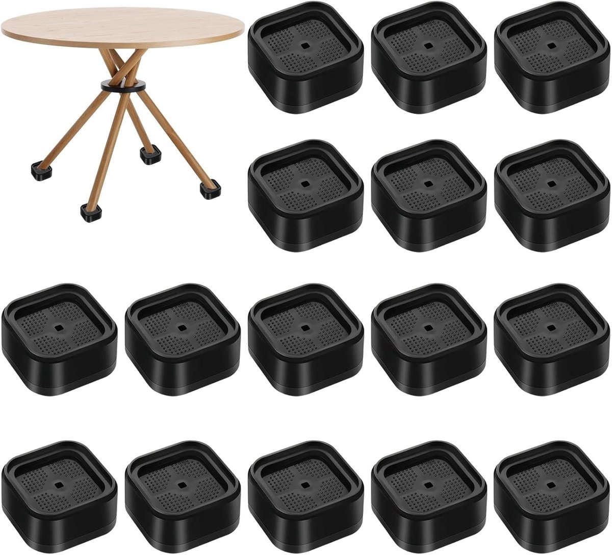 Meubelverhogingen 16 stuks - 3,5 cm tafelbeenverlenging - zwart - stapelbaar design voor optimale stabiliteit - SnelShoppen