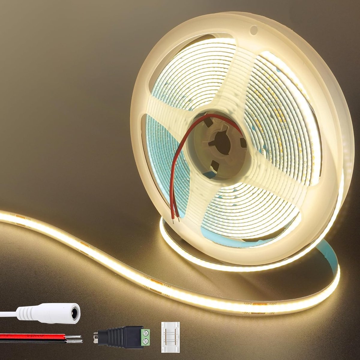 COB LED lichtstrips 24V 6.56FT - natuurlijk wit 4000K - 320 LEDs/m - naadloze verlichting - SnelShoppen