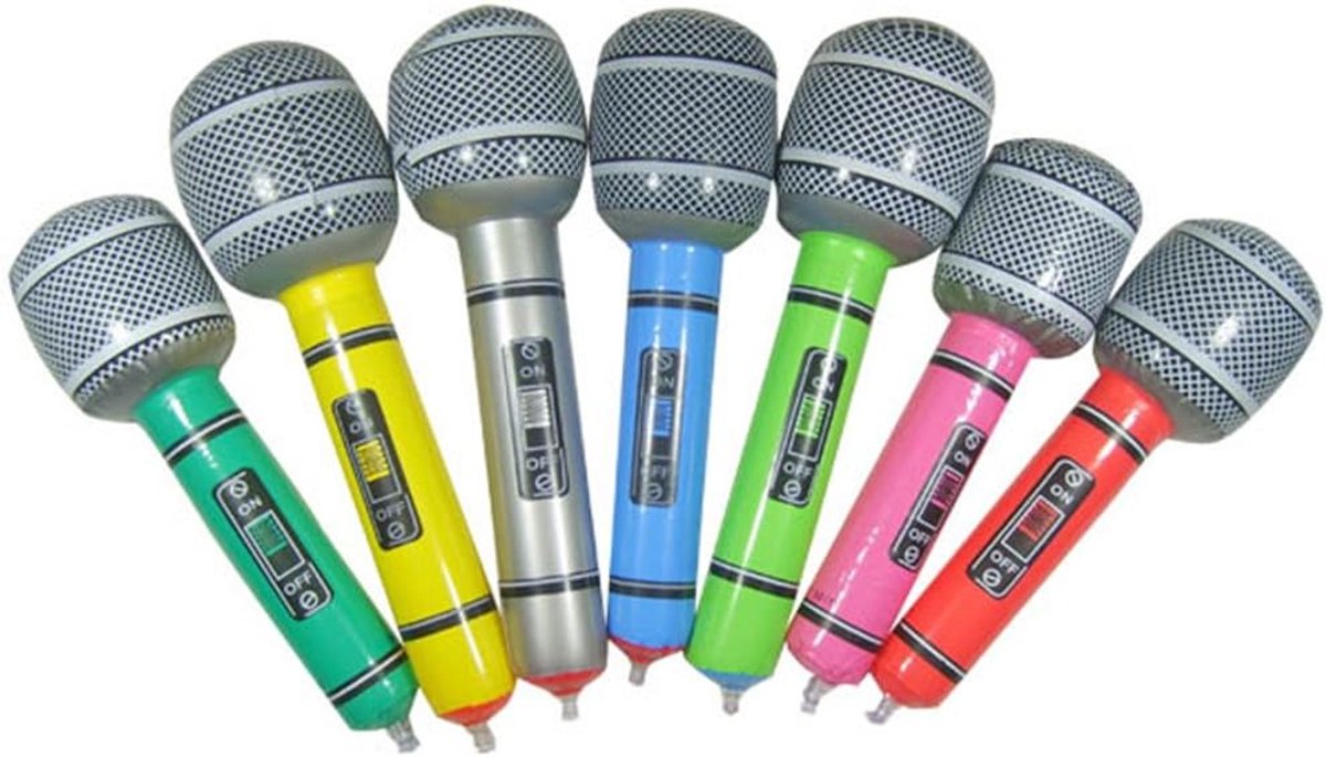Opblaasbare microfoons 4 stuks - Neon kleuren - Perfect voor feesten - Fotobooth accessoires - SnelShoppen