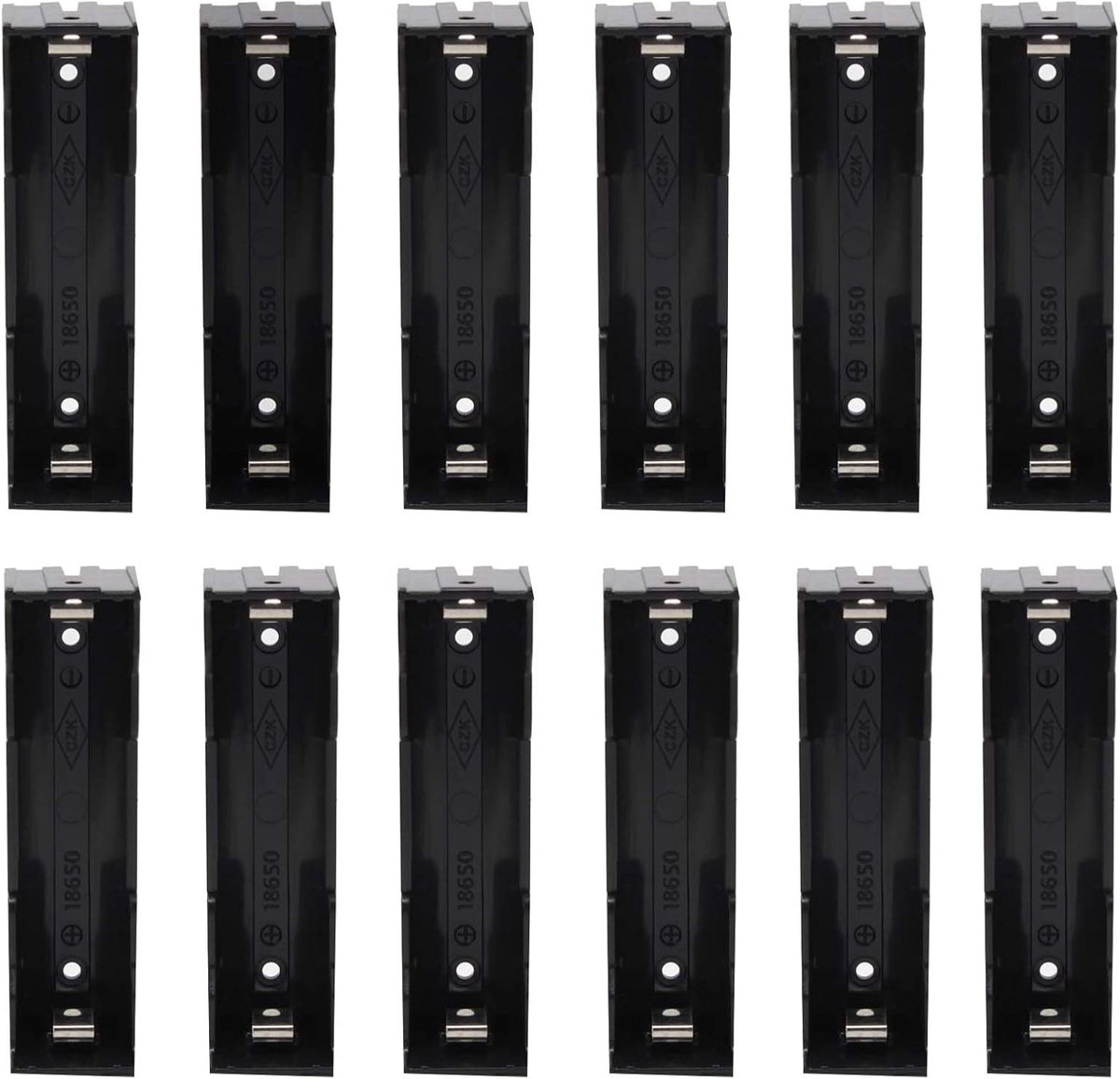 18650 batterijhouder 12 stuks - kunststof opslagdoos - met metalen veer - ideaal voor DIY projecten - SnelShoppen