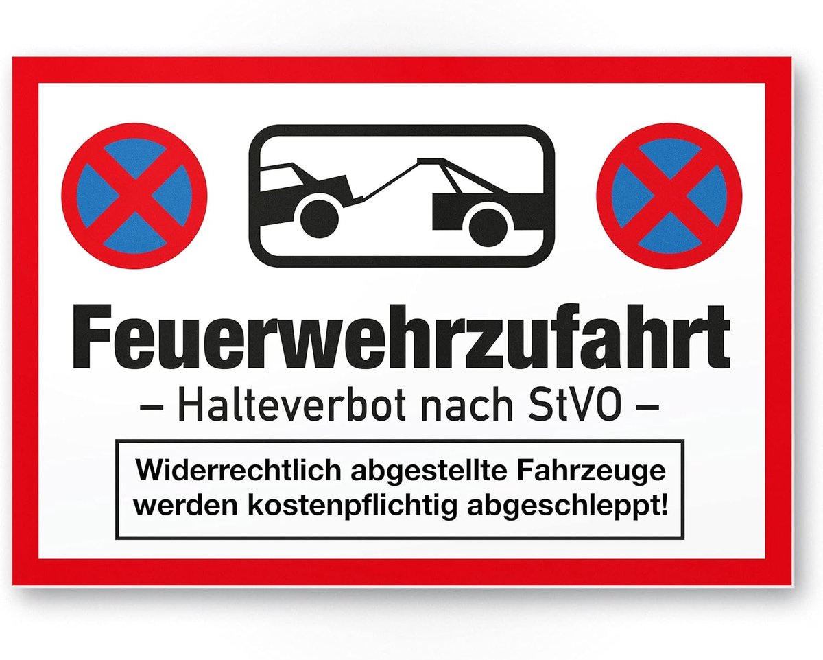 Brandweer toegangsbord 30 x 20 cm - kunststof signaal - stopverbod - houd brandgang vrij - SnelShoppen