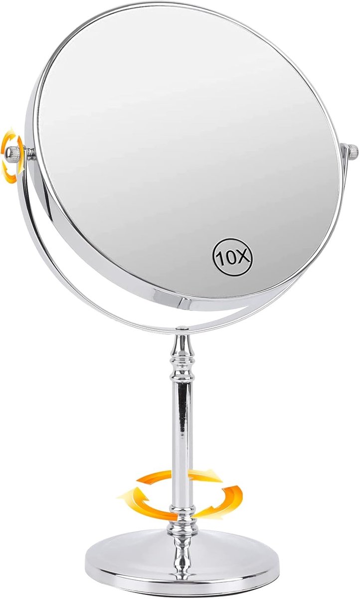 Cosmetic Mirror 8 inch - dubbelzijdig - 10x & 1x vergroting - ideaal voor nauwkeurig make-up aanbrengen - SnelShoppen