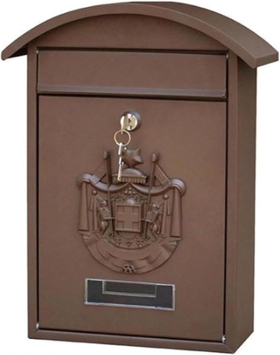 Wandmontage Brievenbus - Postbus Buiten - Post Veilig Ontvangen - Met Sleutelslot - 25.5x35.5x10.2 cm - Bruin
