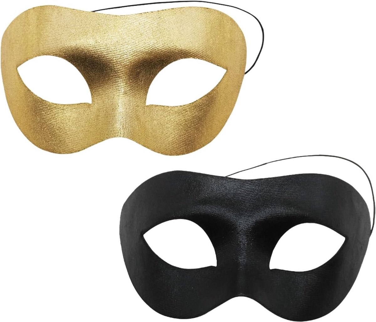 Carnavalsmaskers pack van 2 - Unisex ball maskers - Inclusief rubberen banden - Perfect voor feestelijke foto's - SnelShoppen