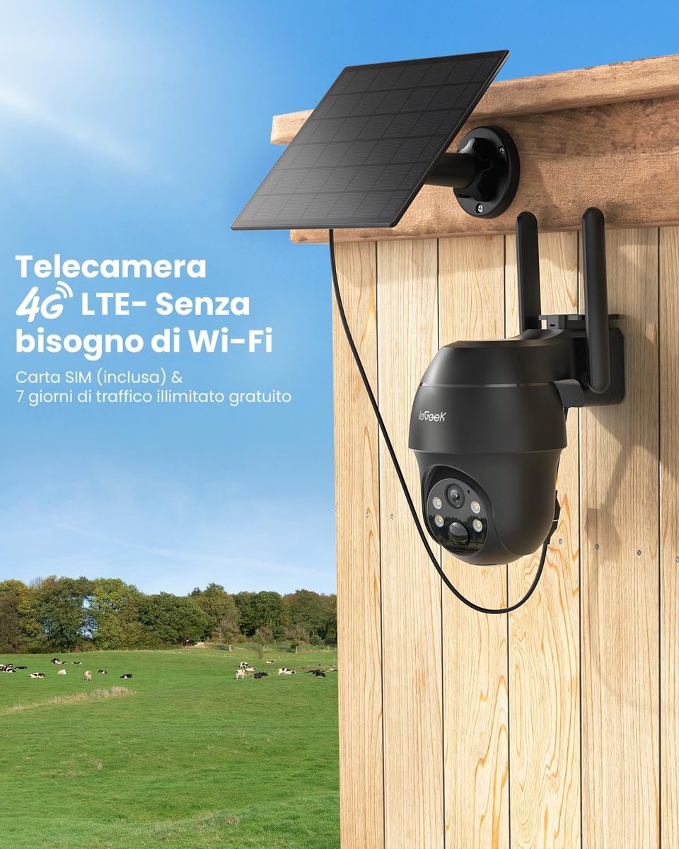 Beveiligingscamera 4G - Buiten Camera - Huis Bewaken - Werkt op Zonne-energie - 2K 3MP Resolutie - Zwart