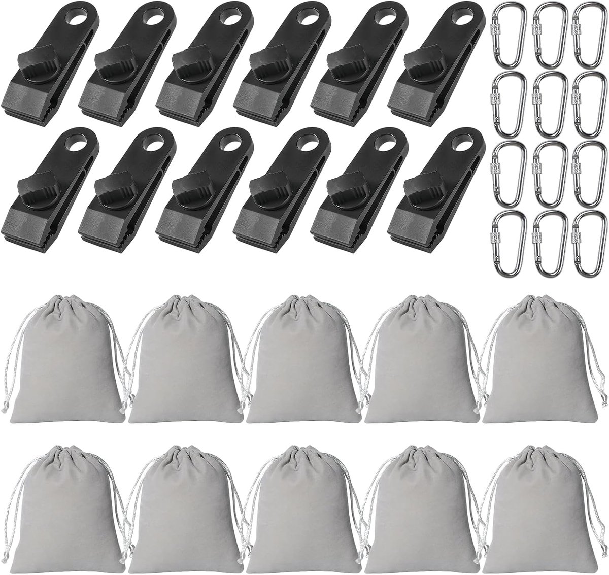 Paviljoen gewichten set van 10 - draagbare zandzakken - met 12 karabiners en clips - SnelShoppen