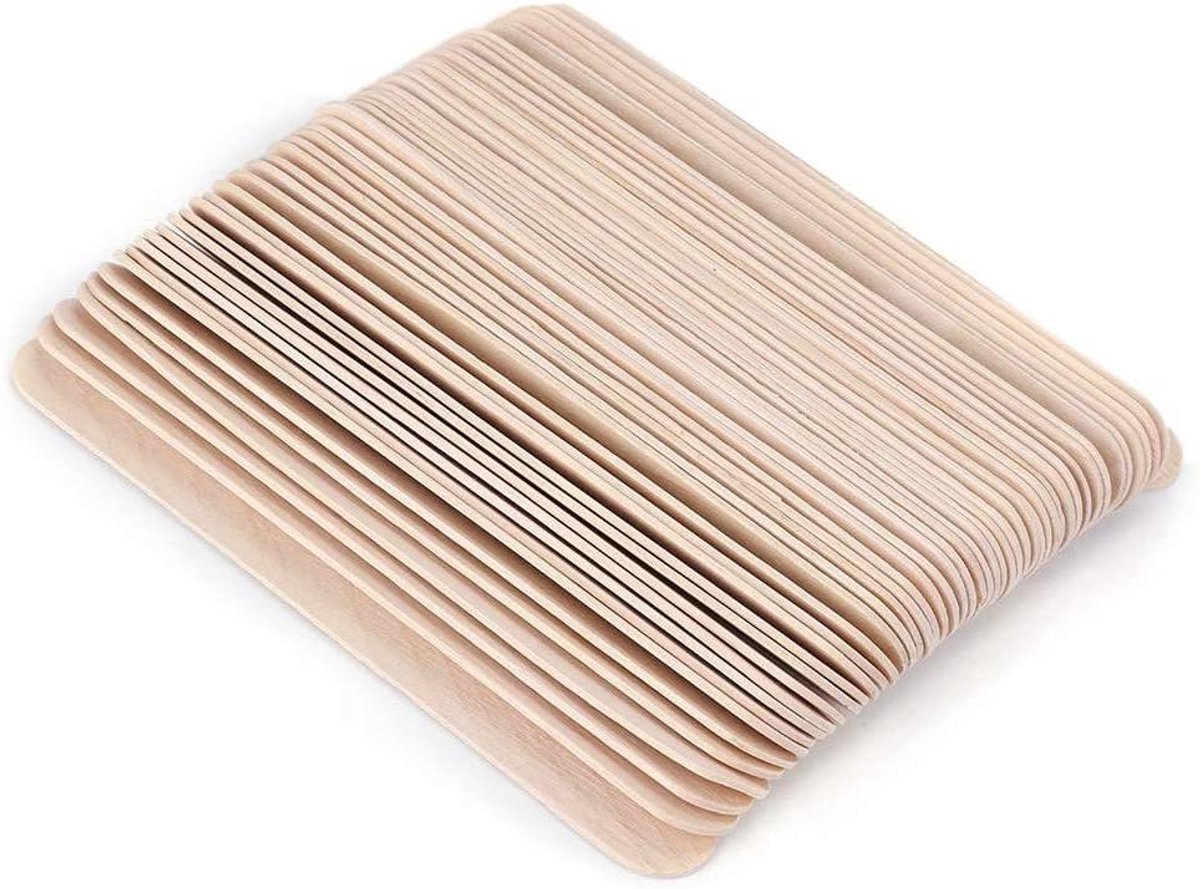 Wegwerp Houten Spatels - Wax Applicator Sticks - Ontharen Thuis - Gladde Rand Ontwerp - 15 cm Lengte - Natuurlijk Hout