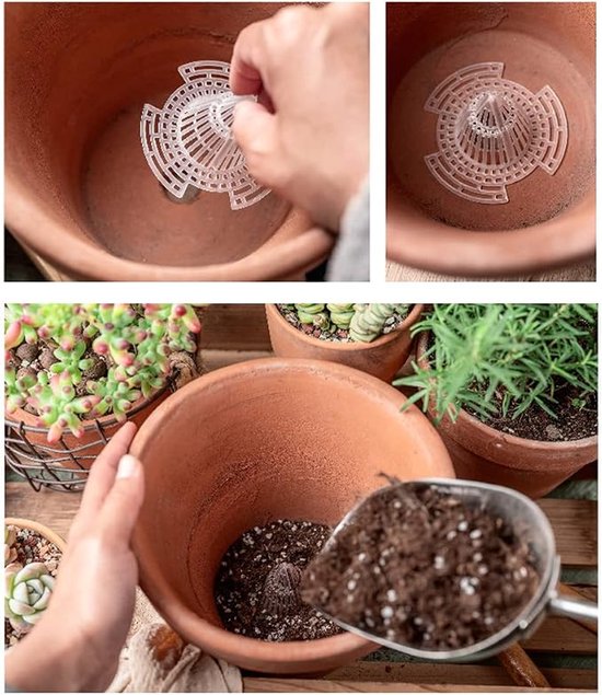 Bloempot Gaas Pads - 15 Stuks - 3 Maten - Drainageschermen - Bloempot Gaasafdekking - Voorkomt Bodem Lekkage - Bloempot Gaas Pakking - Bbloempotmat - Gaas Tuinmat - Drainage En Ventilatie - Kegel - Geschikt Voor Tuinplanten Potten - Transparant — afbeelding 5