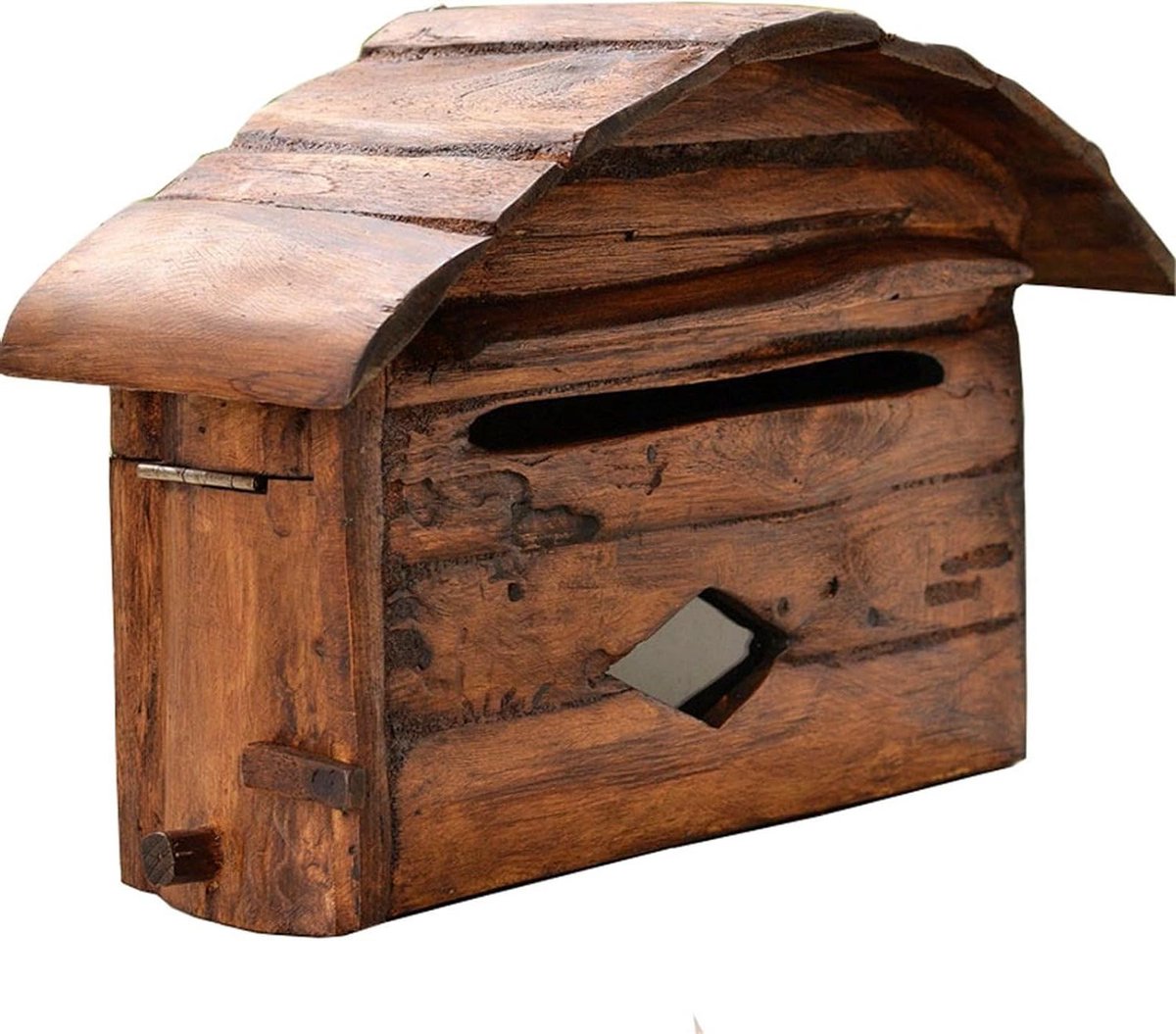 Houten Brievenbus - Postbus Huis - Briefpost Ontvangen - Met Kijkgat - 36x24x15 cm - Bruin