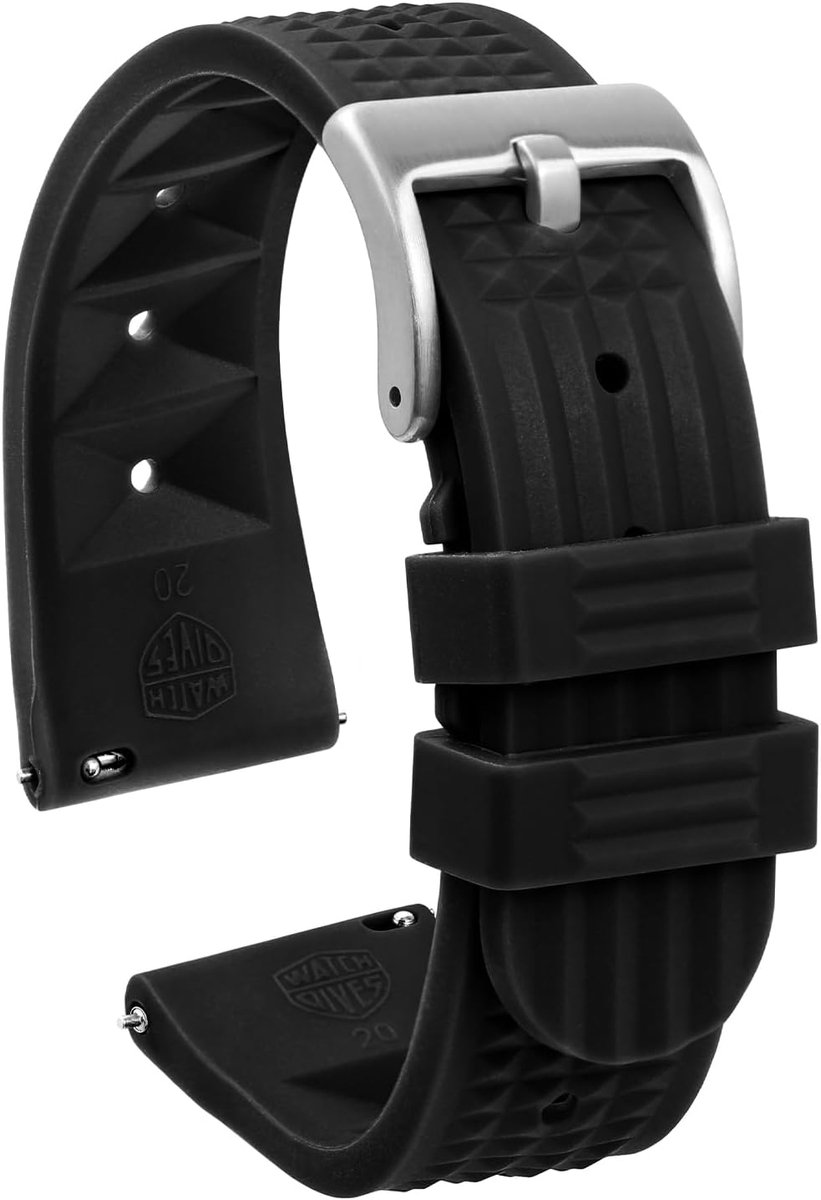 Horlogeband rubber waffle - zacht waterdicht rubber - met twee bevestigingslussen - perfect voor duiken - SnelShoppen