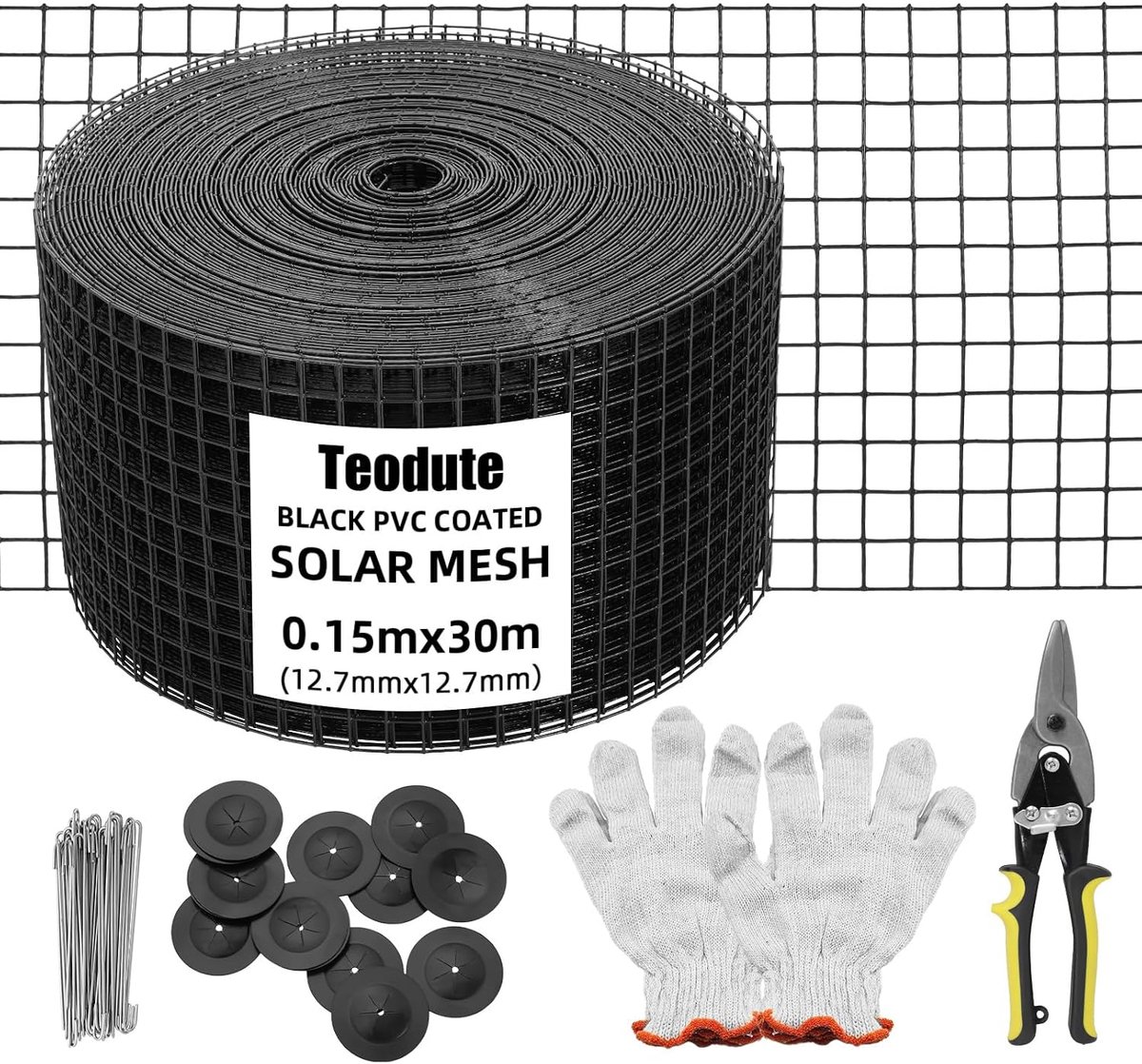 Solar Panel Protection Grid 15 cm x 30 m Bird Protection Set 70 Stainless Steel Cable Ties PVC Coating Rustproof Metal - ShopVlot