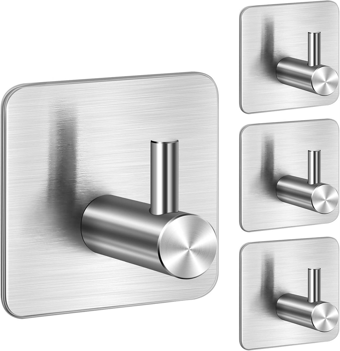 Self Adhesive Wall Hooks Pack of 4 Towel Holder Self Adhesive Silver - ShopVlot