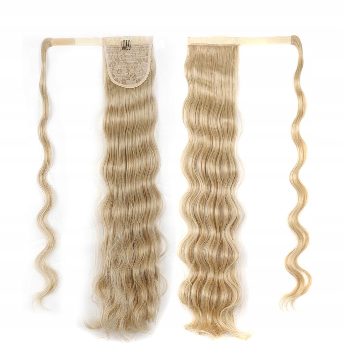 Gedoseerde Blond Krullende Paardenstaart 60cm - Natuurlijk Lijkend