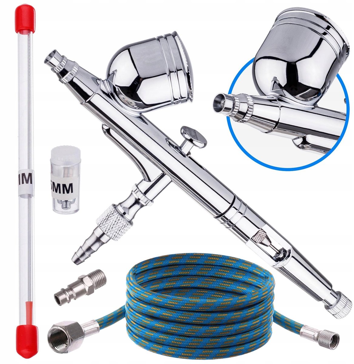 Aerograaf Modelbouw 0,2mm + 0,3mm Spuitmond, 3m Slang