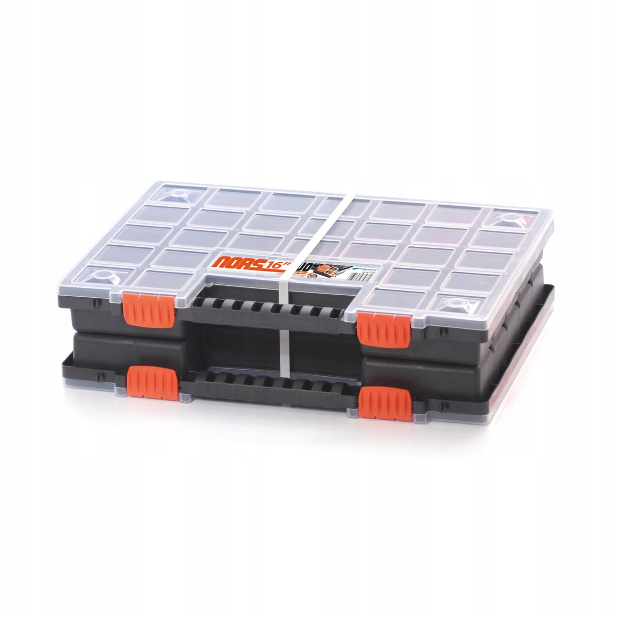 Dubbele Organizer met Deksel - Zwart - 40x30,3x10 cm