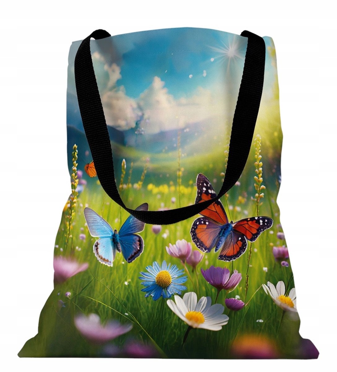 Merkloze boodschappentas met vlinderprint - 35x43cm
