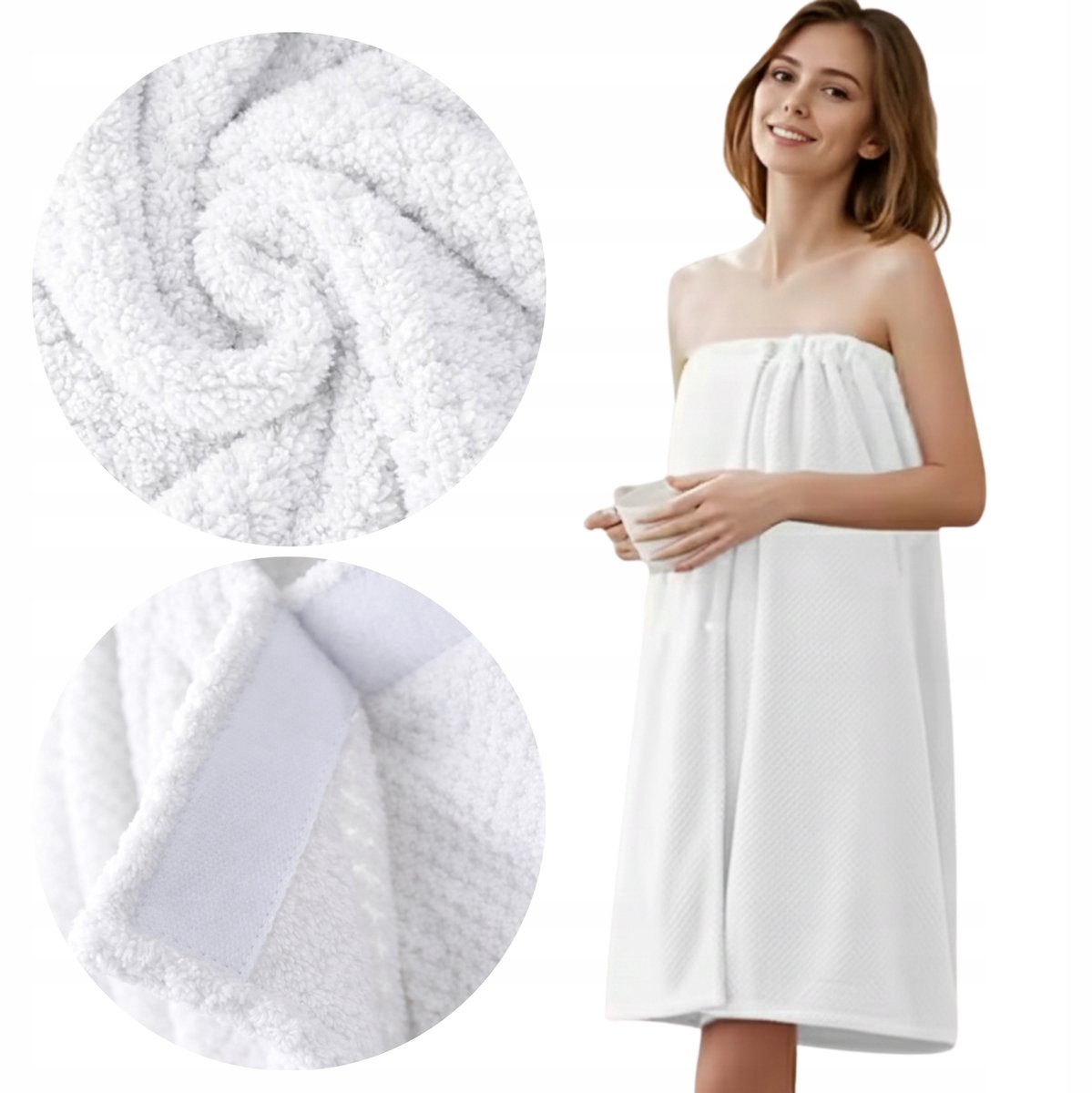 Grote Microvezel Badhanddoek 140x85 cm Wit - Sneldrogend met Klittenband