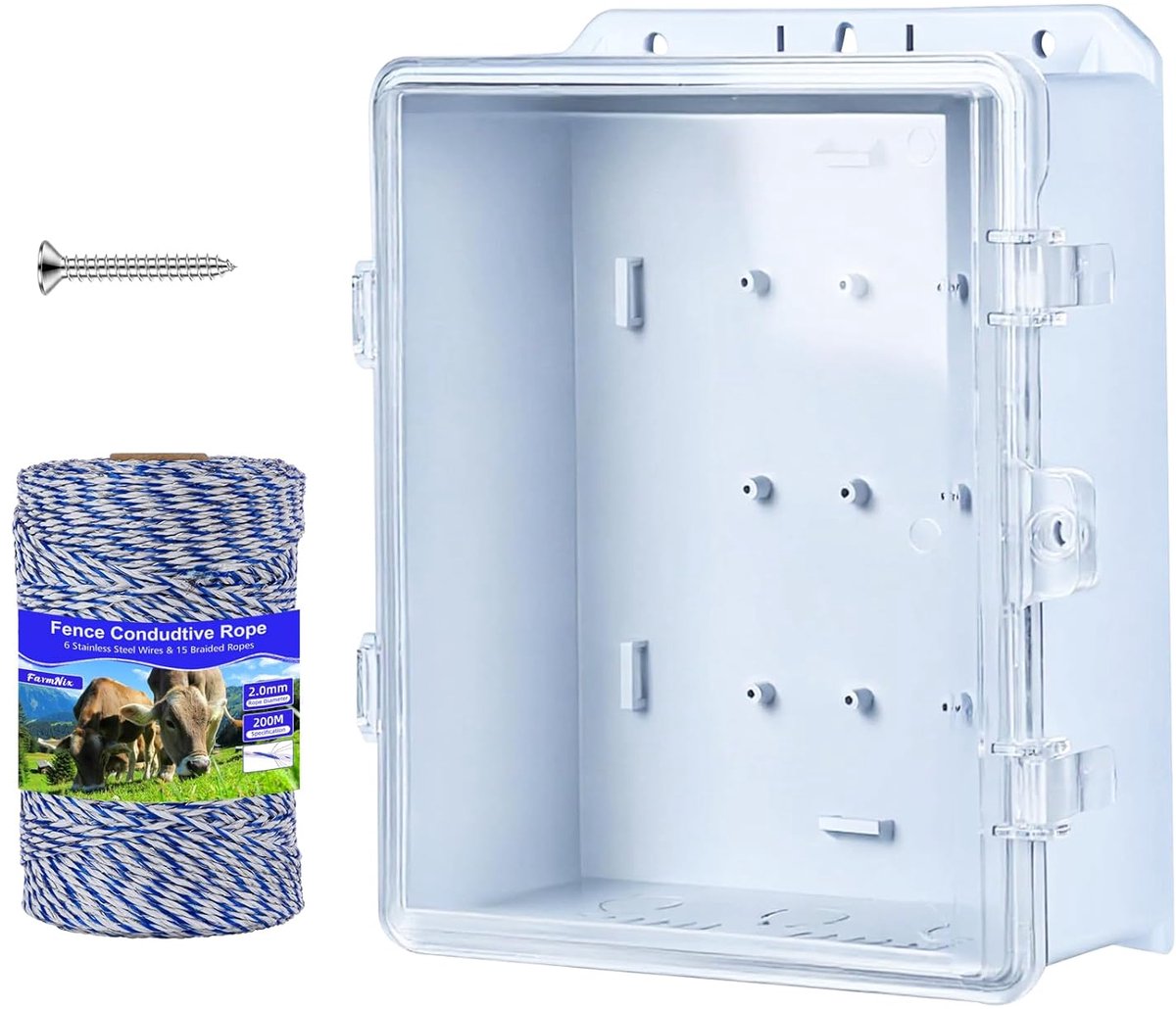 Waterdichte behuizing voor schrikdraadapparaat - 200 m polywire - 6 RVS geleiders - ShopVlot