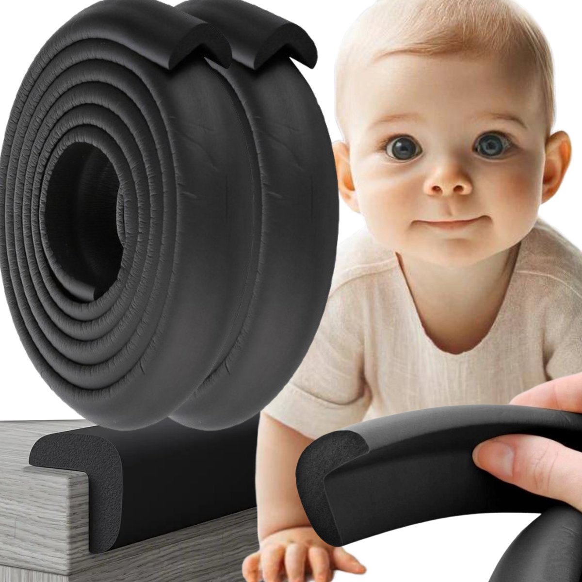 Zwarte schuimrubberen beschermtape voor meubels, 4m