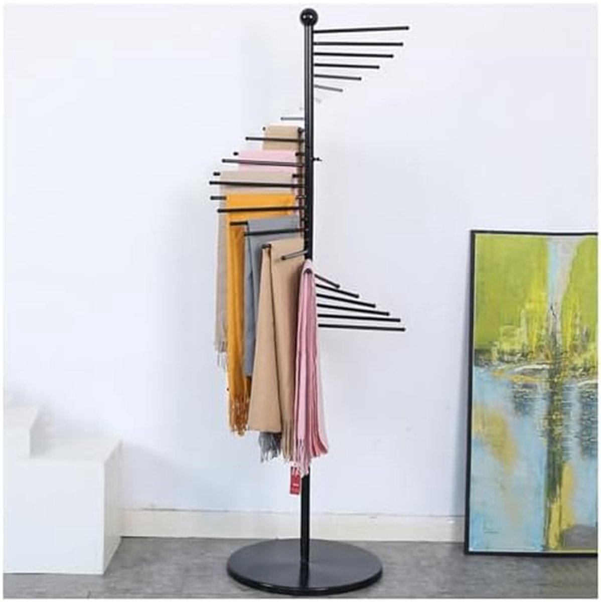 Sjaalrek Riemhanger - Displayhouder Accessoires - Accessoires Organiseren - Spiraalvormig Ontwerp - 170 cm Hoog - Zwart